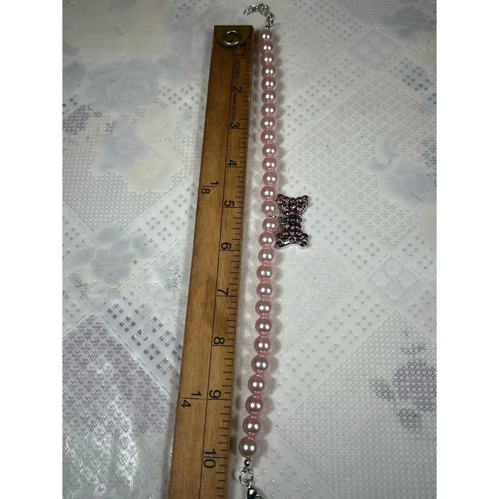 Fancy Pearls Crystal Dog Necklace Jewelry With Rhinestones‎ Big Charm Sz SMALL